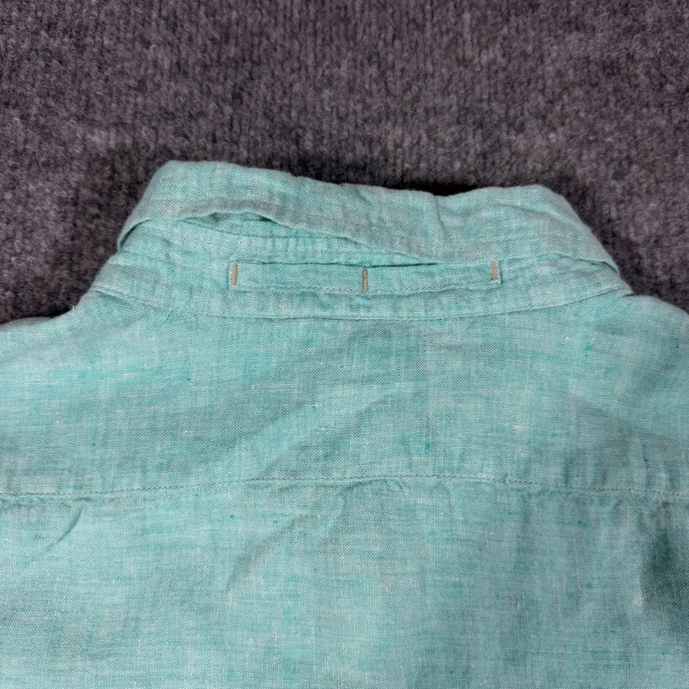 Banana Republic SS Linen Shirt Mens XL Teal Aqua 100% Linen Coastal EUC